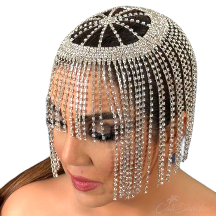 Flash Long Tassel Hair Chain Rhinestone Head Chain Women Crystal Headband Hat Bridal Headpiece Jewelry