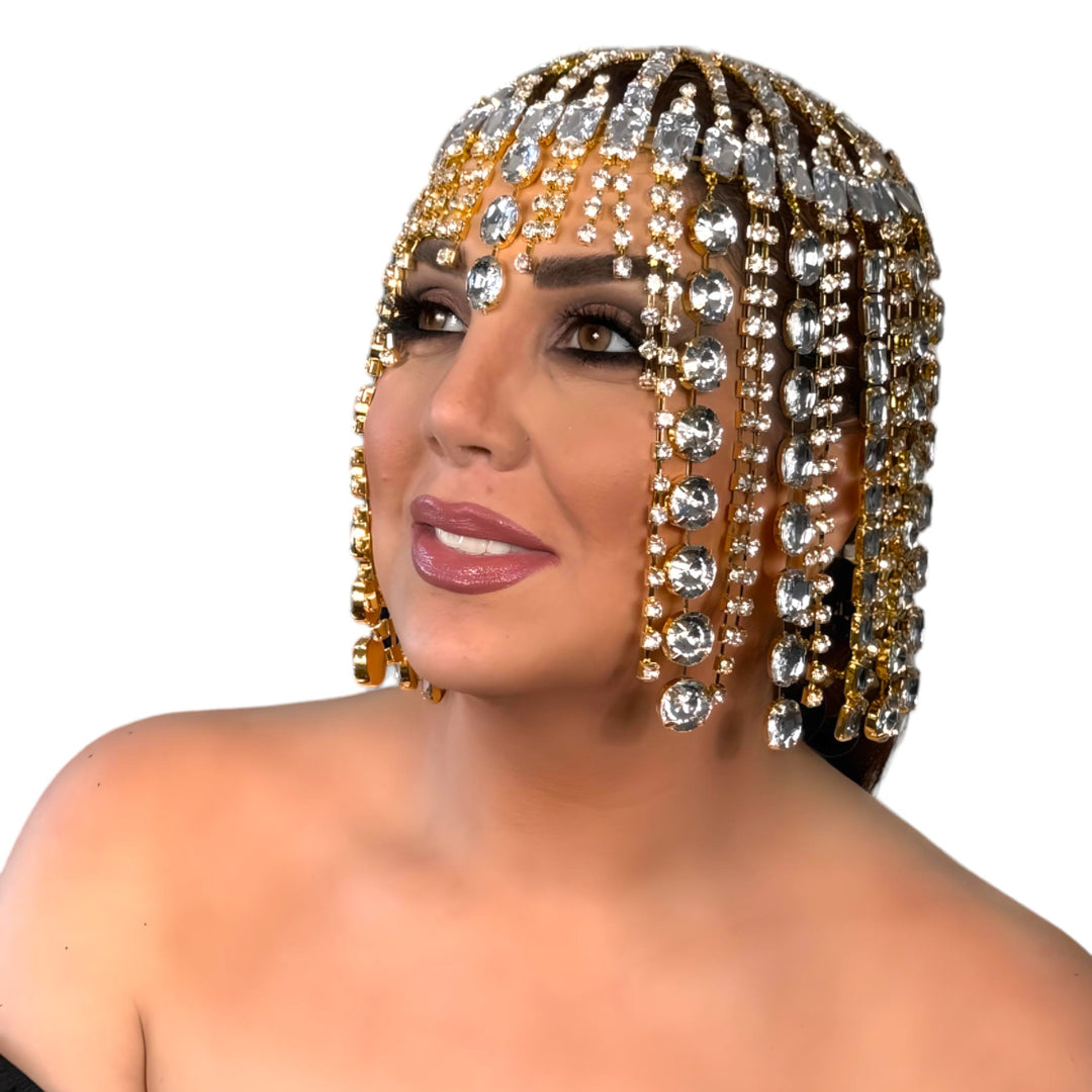 Glitter Rhinestone Long Fringed Crystal Hair Chain Headband for Women Headwear Headpiece Head Wig Chain