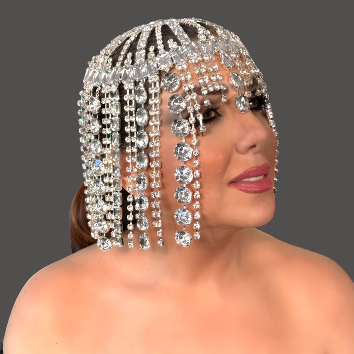 Glitter Rhinestone Long Fringed Crystal Hair Chain Headband for Women Headwear Headpiece Head Wig Chain