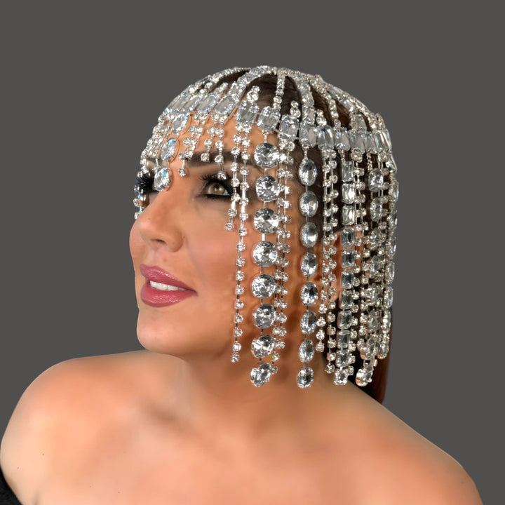 Glitter Rhinestone Long Fringed Crystal Hair Chain Headband for Women Headwear Headpiece Head Wig Chain