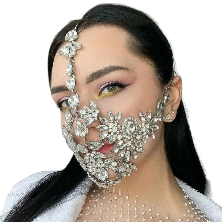 Crystal Face Mask Masquerade Mask Jewelry Full Face Mask Half Face Halloween Accessories Rhinestone