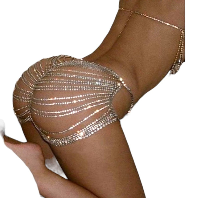 Multi-Layer Rhinestone Hip Chain Underwear Women Beach Jewelry Body Chain Skirt