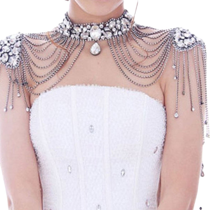 Rhinestone Crystal Shoulder Necklace Bride Body Chain Wedding Accessories Women Chain Jewelry Body Jewelry