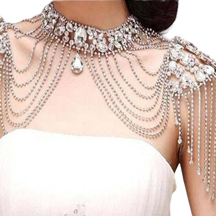 Rhinestone Crystal Shoulder Necklace Bride Body Chain Wedding Accessories Women Chain Jewelry Body Jewelry