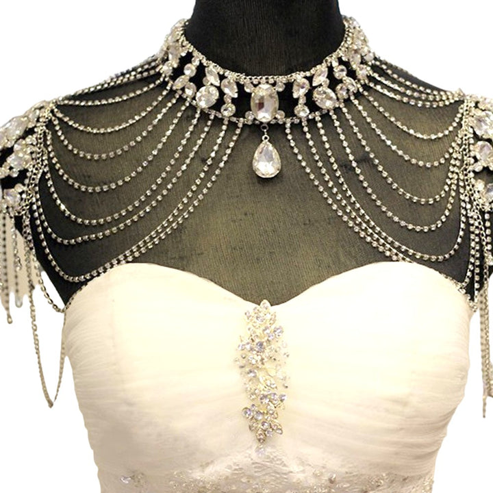 Rhinestone Crystal Shoulder Necklace Bride Body Chain Wedding Accessories Women Chain Jewelry Body Jewelry