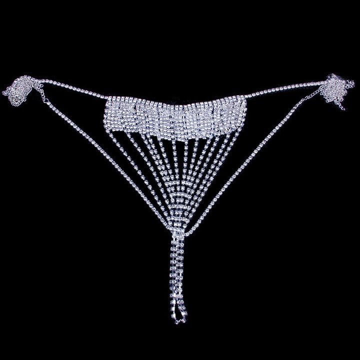 Fashion Rhinestone Underwear Lingerie Women Party Waist Chain Glitter Skirt Decorate Summer Belly Bikini Thong Swimwear Panty Body Chain