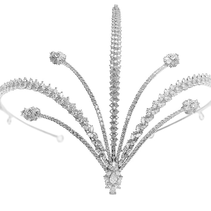 Luxury Zircon Bridal Forehead Headband Indian Accessories Wedding Headwear Crystal Tiara Crown Jewelry for Women