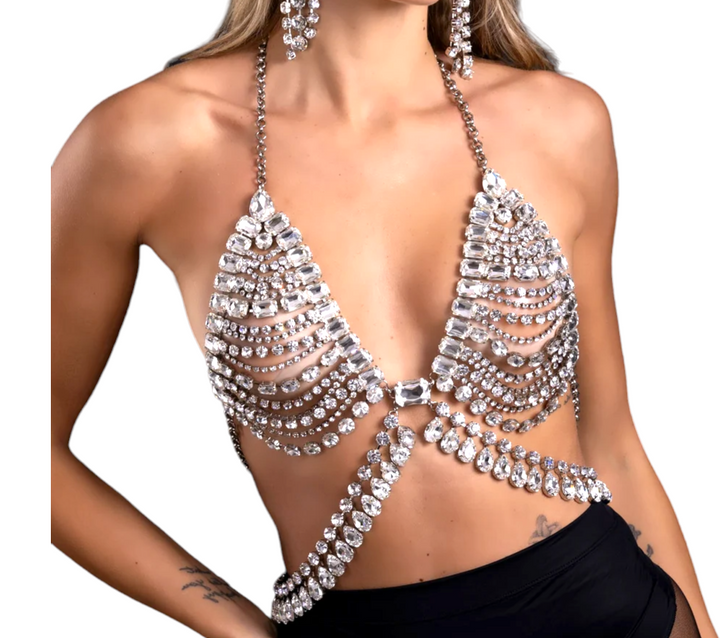 Layered Body Chain Set Lingerie Body Jewelry Chest Chain Hip Chain Top Dress Bra Fashion Cover Bikini