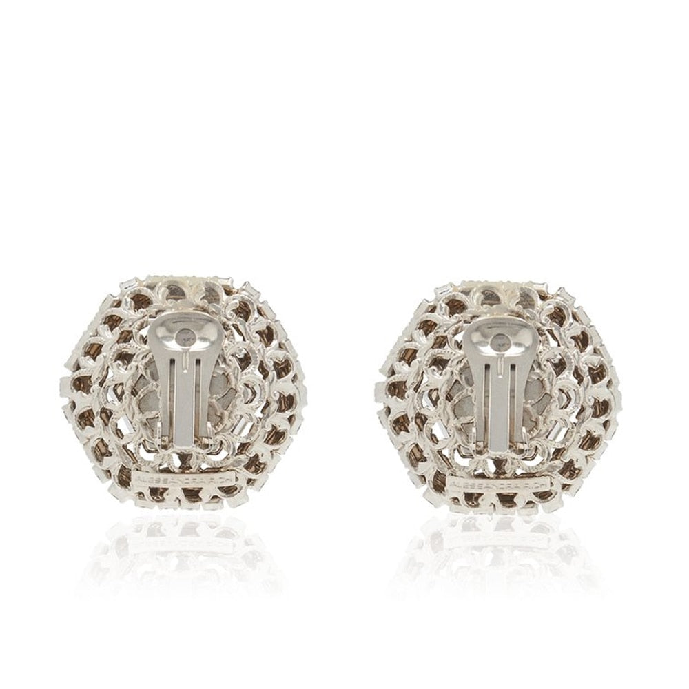 Vintage Crystal Geometry Ear Clip Earrings No Piercing Luxury Accessories Rhinestone Bridal Earrings Wedding Jewelry