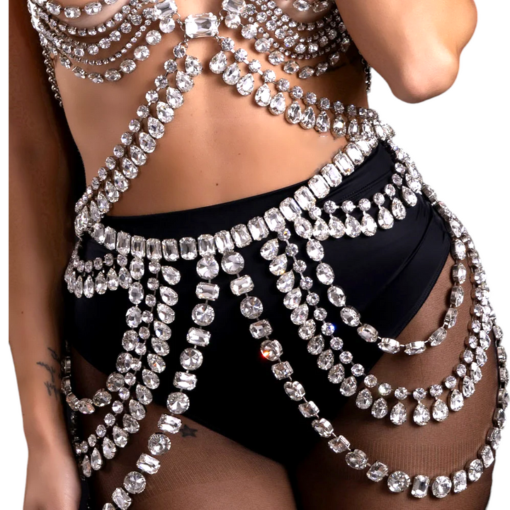Layered Body Chain Set Lingerie Body Jewelry Chest Chain Hip Chain Top Dress Bra Fashion Cover Bikini