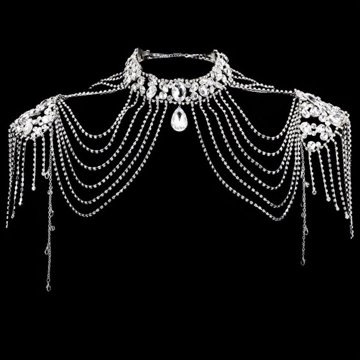 Rhinestone Crystal Shoulder Necklace Bride Body Chain Wedding Accessories Women Chain Jewelry Body Jewelry