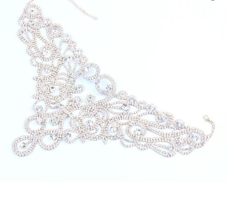 Fashion Rhinestone Bib Collars Crystal Choker Necklace Wedding for Women Jewelry