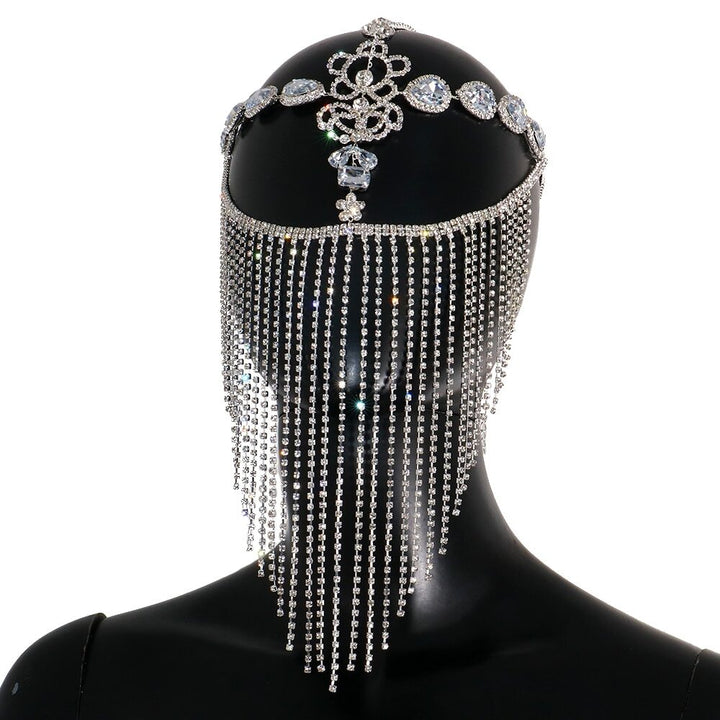 Crystal Tassel Face Mask Rhinestone Masquerade Mask Jewelry for Women Hair Face Chain Halloween Party