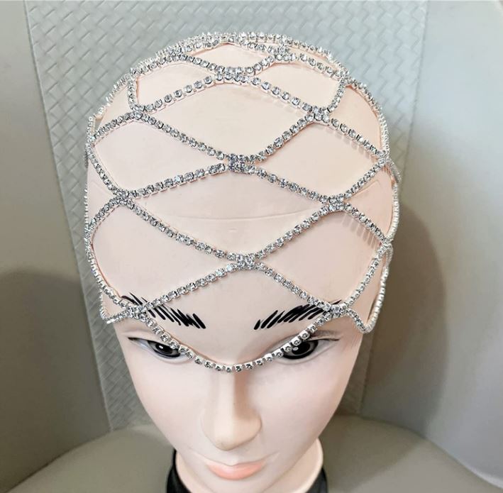 Multi-layer Mesh Bridal Headband Rhinestone Head Chain Hair Accessories