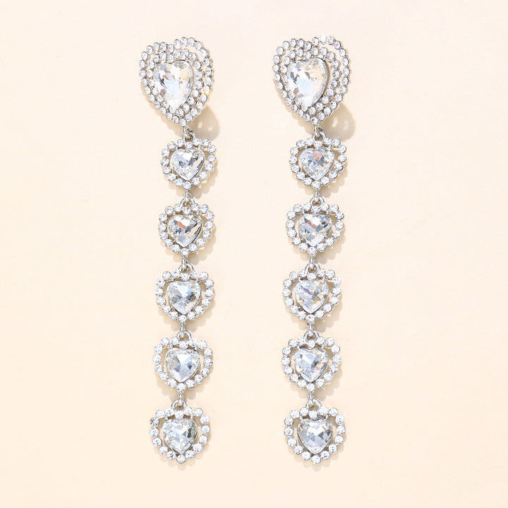 Pair Multi Layer Dangle Heart Earrings for Women Crystal Drop Earrings Jewelry