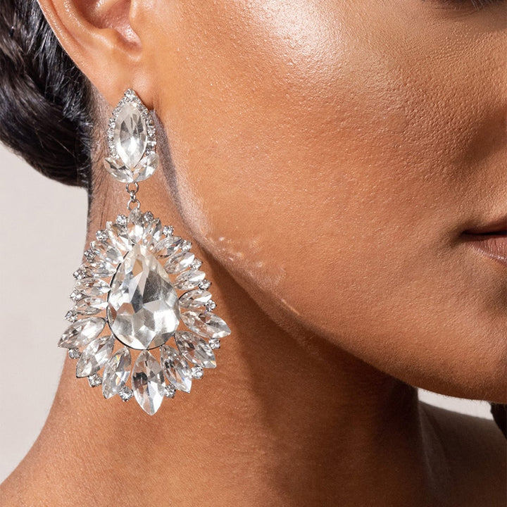 Shiny Water Drop Rhinestone Earrings Accessories Trendy Women Colorful Crystal Stud Earrings Piercing Jewelry