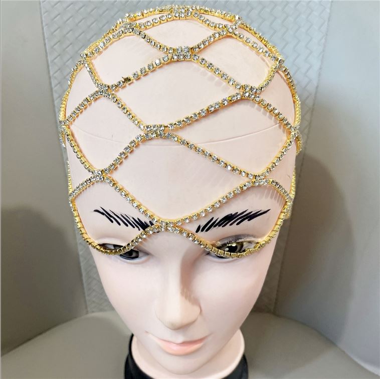 Multi-layer Mesh Bridal Headband Rhinestone Head Chain Hair Accessories