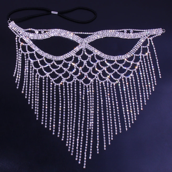Crystal Tassel Face Mask Halloween Mask for Women Masquerade Mask Jewelry Rhinestone