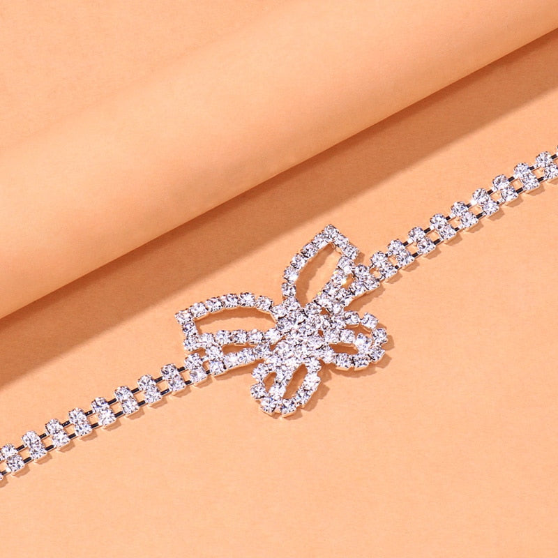 Crystal Leg Chain Butterfly Rhinestone for Women Thigh Chain Body Jewelry Leg Accessories