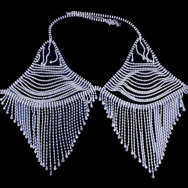 Tassel Jewelry Women Set Lingerie Outfit Waist Chain Accessories Sequin Top Rave Bra Panties