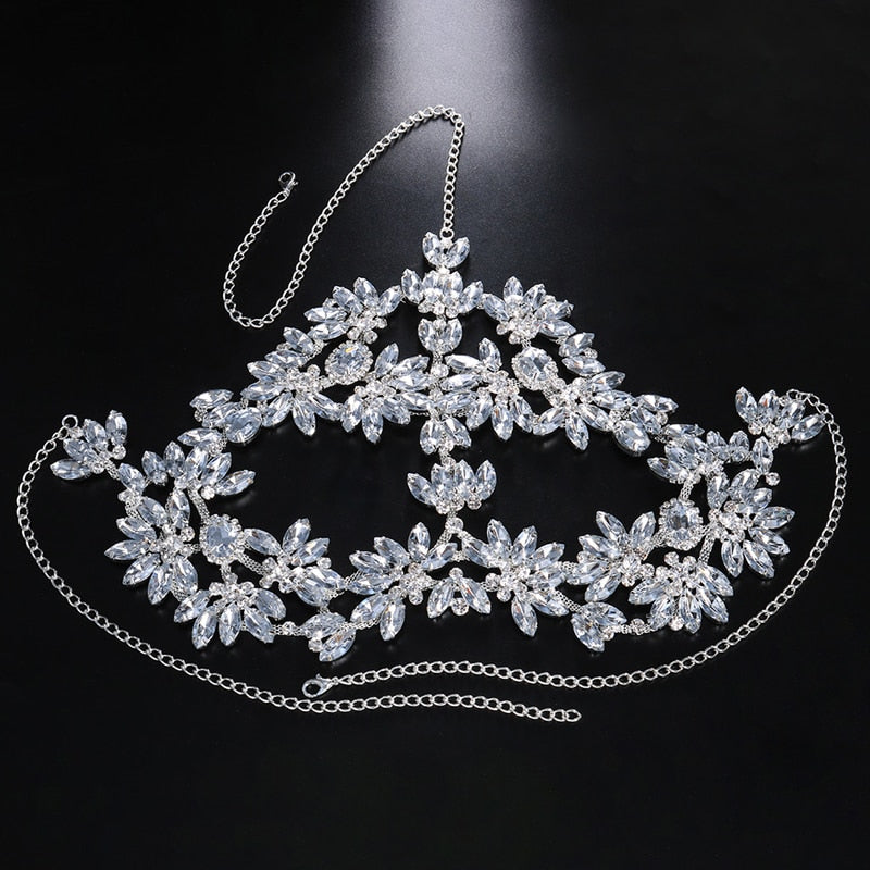 Crystal Face Masks for Women Rhinestone Masquerade Mask Halloween Mask Face Chain