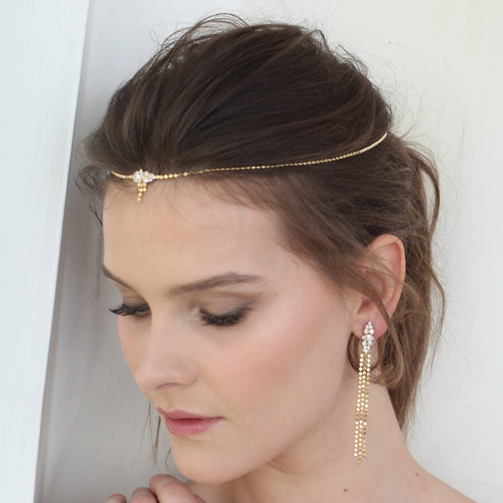Chain Bling Zircon Crystal Forehead Chain Luxury Jewelry Bridal Headwear