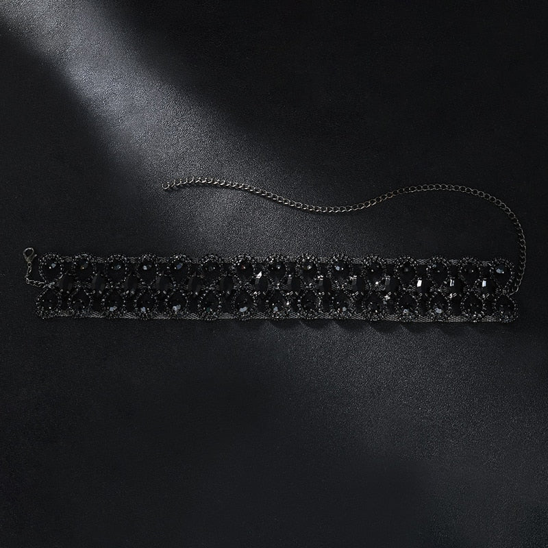 Rhinestone Flower Necklace Jewelry for Women Punk Choker Wedding Necklace Chain