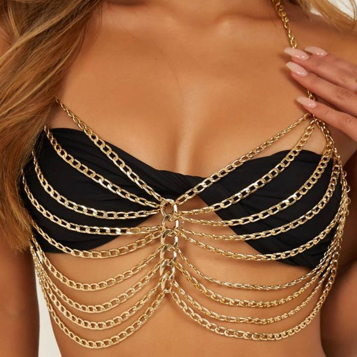 Noval Metal Bra Chest Chain Top for Women Club Breast Jewelry Punk Gothic Lingerie Chains Harness Body Chain Bikinis Body Jewelry