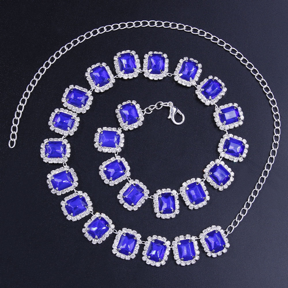 Crystal Rhinestone Choker Necklace Men Women Bling Big Necklaces Unisex Jewelry