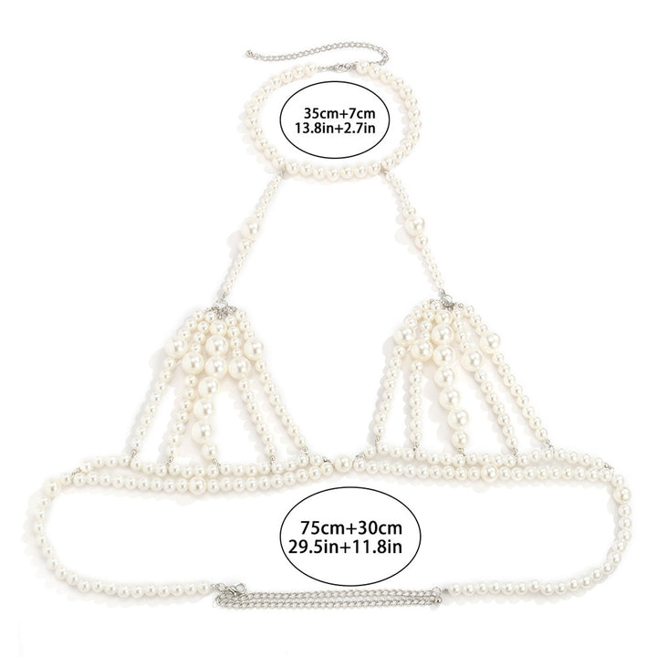 Imitation Pearls Body Chain Harness for Women Waist Chain Bikini Bra Jewelry