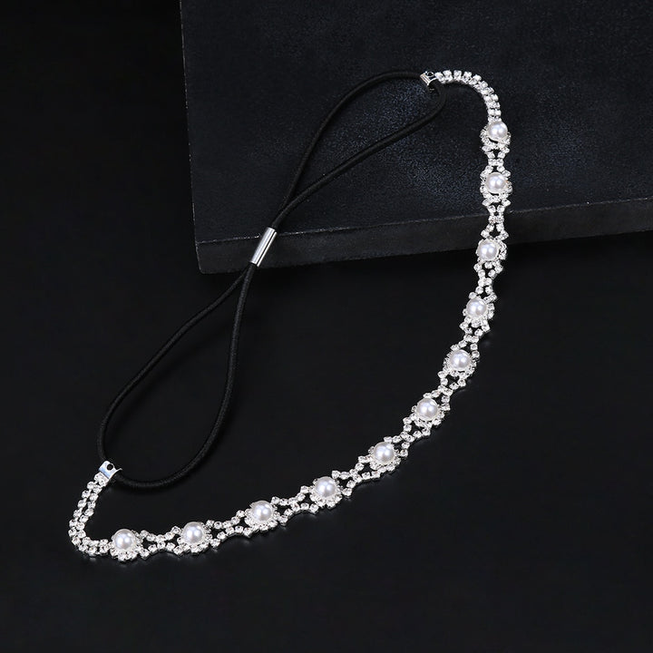 Elastic Rhinestone Headband Wedding Bridal Hair Chain Pearl Crystal Hair Band Head Chain Accessories