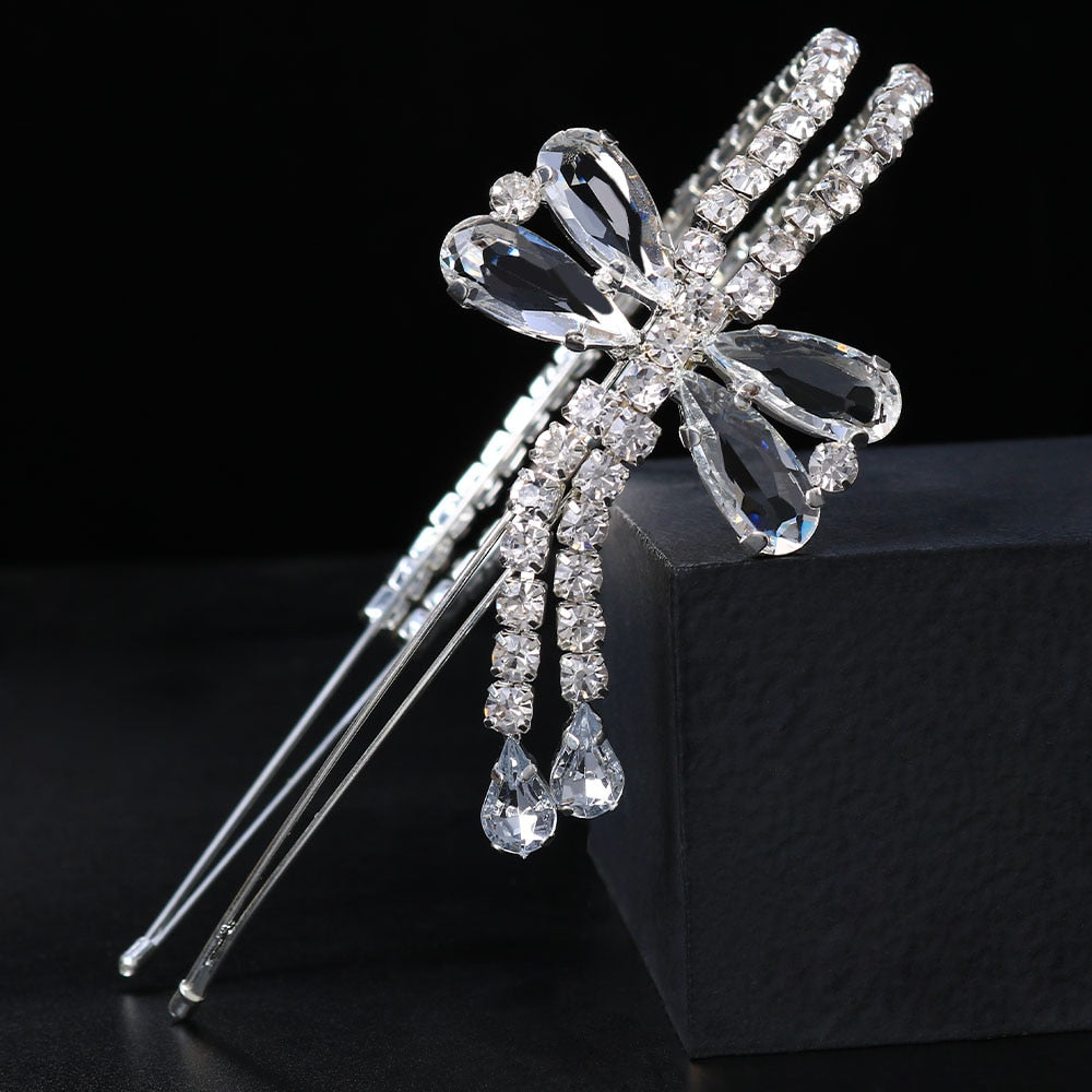 Crystal Dragonfly Hair Band Headband Headwear Bride Accessories Rhinestone Wedding Hair Jewelry