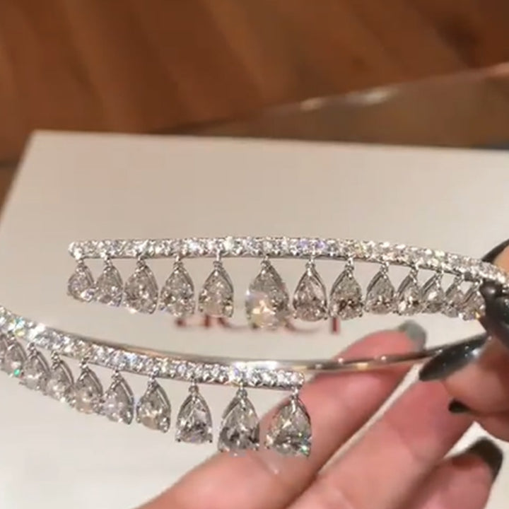 Crystal Pendant Choker Necklace Women Tassel Shiny Bohemia Tennis Necklace Jewelry Bride