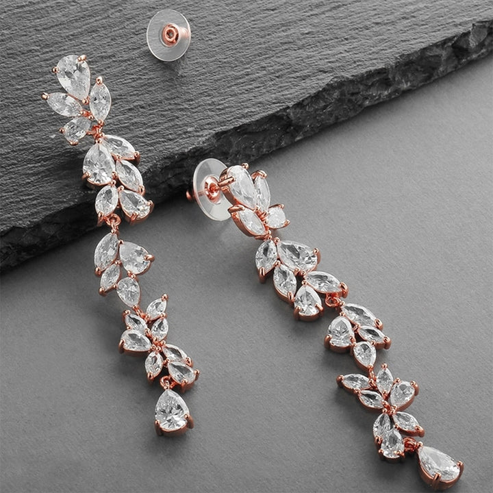 Zircon Crystal Leaf Drop Earring Water Drop Dangle Earring Women Bridal Wedding Jewelry
