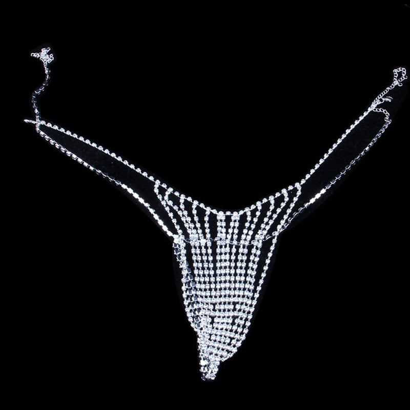 Chain Body Jewelry Rhinestone Underwear Belly Chain Crystal Thong for Women