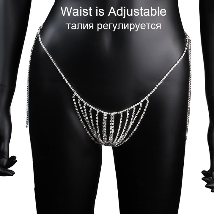 Chain Body Jewelry Rhinestone Underwear Belly Chain Crystal Thong for Women