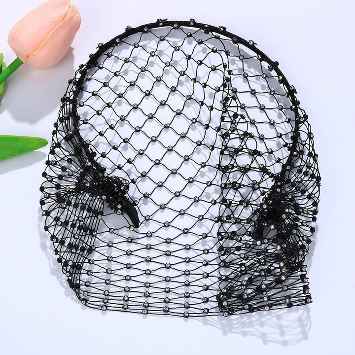 Mesh Headband Veil Crystal Black Face Net Mask Holloween Mask Hair Jewelry Women Masquerade Cover Face Shield Face Accessories