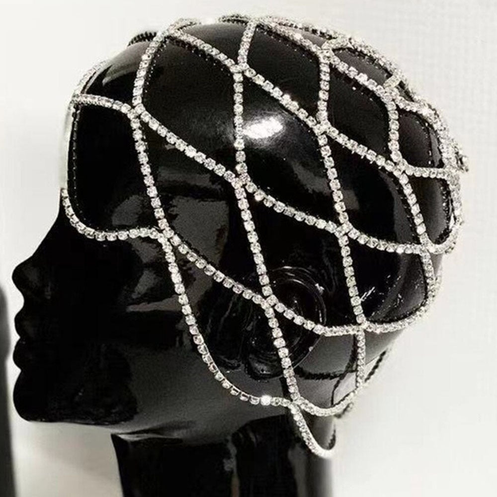 Multi-layer Mesh Bridal Headband Rhinestone Head Chain Hair Accessories