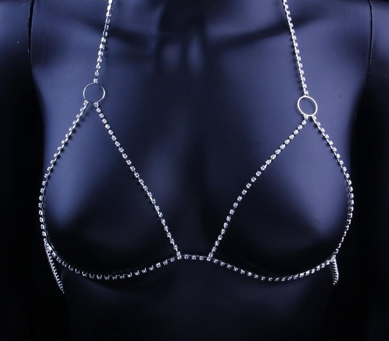 Body Chain Bra Jewelry Open Round Top Body Chains Rhinestone Harness Women Jewelry