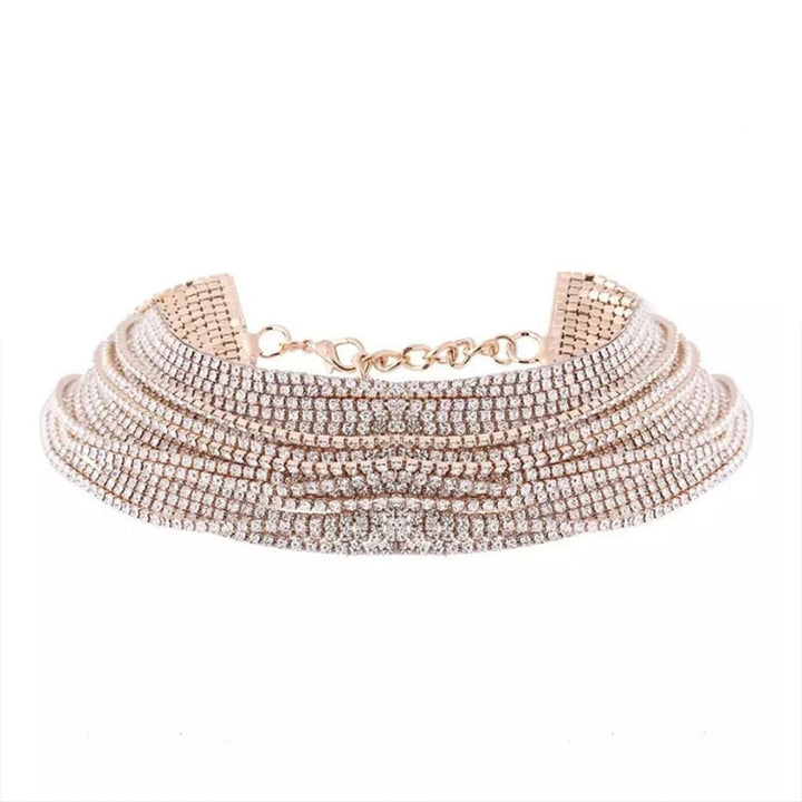 Multilayer Rhinestone Choker Necklace Bling Crystal Collar Choker Chain Party Jewelry