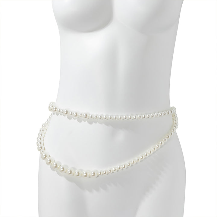 Imitation Pearls Body Chain Harness for Women Waist Chain Bikini Bra Jewelry