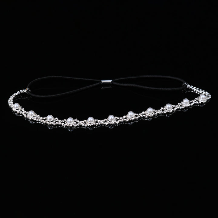 Elastic Rhinestone Headband Wedding Bridal Hair Chain Pearl Crystal Hair Band Head Chain Accessories