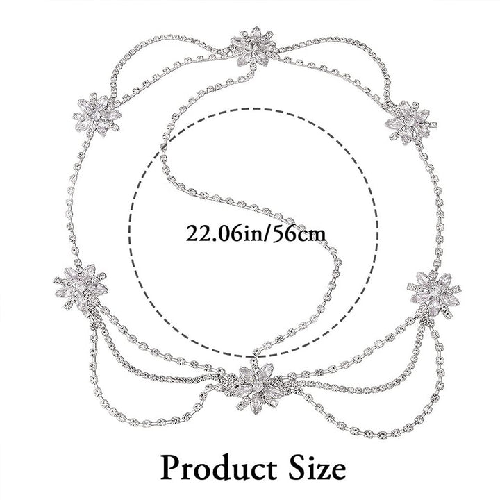 Flower Shape Crystal Head Chain Bride Forehead Headband Tiara Wedding Hair Chain Bohemia Bridal Headwear Jewelry