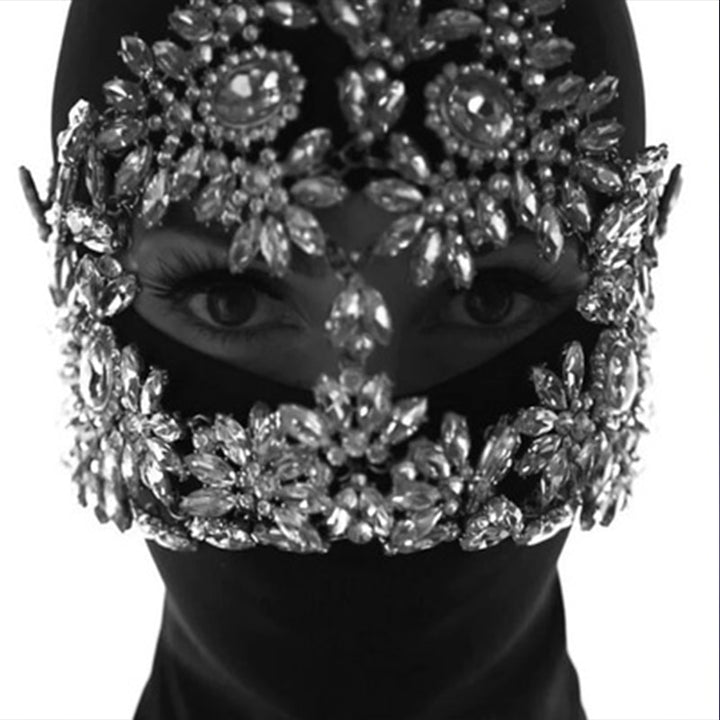 Crystal Face Masks for Women Rhinestone Masquerade Mask Halloween Mask Face Chain