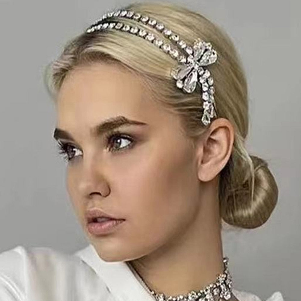 Crystal Dragonfly Hair Band Headband Headwear Bride Accessories Rhinestone Wedding Hair Jewelry