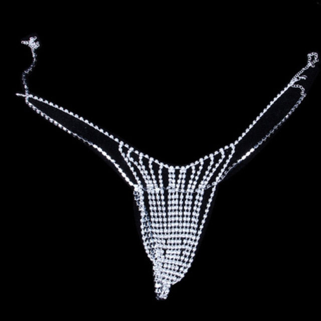 Rhinestone Body Chain Bra Thong Accessories Women Crystal Underwear Body Jewelry