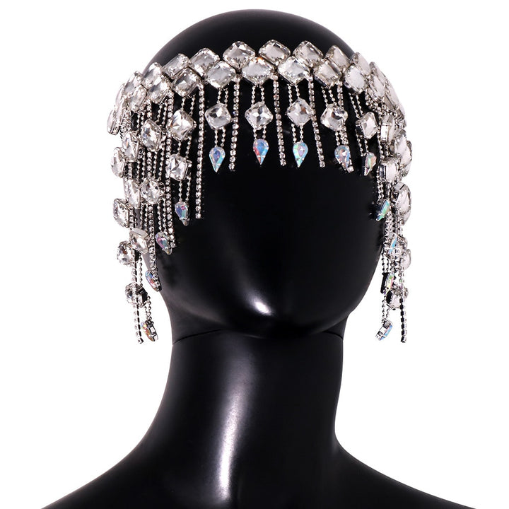 Crystal Hair Chain Flapper Cap Bridal Accessories Wedding Headpiece Rhinestone Forehead Headband