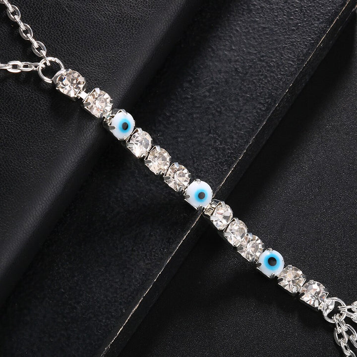 Evil Eye Crystal Chest Chain Belly Chains for Women Rhinestone Body Jewelry Bikini Accessories Body Chain