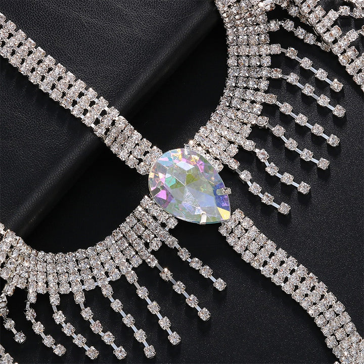 Crystal Tassel Face Mask Face Chain Rhinestones Costume Halloween Mask For Women Veil Masquerade Party Face Jewelry