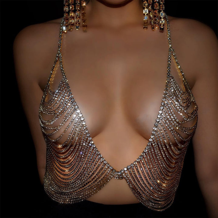 Crystal Chest Layered Bra lingerie Women Rhinestone Underwear Bikini Accessories Body Jewelry